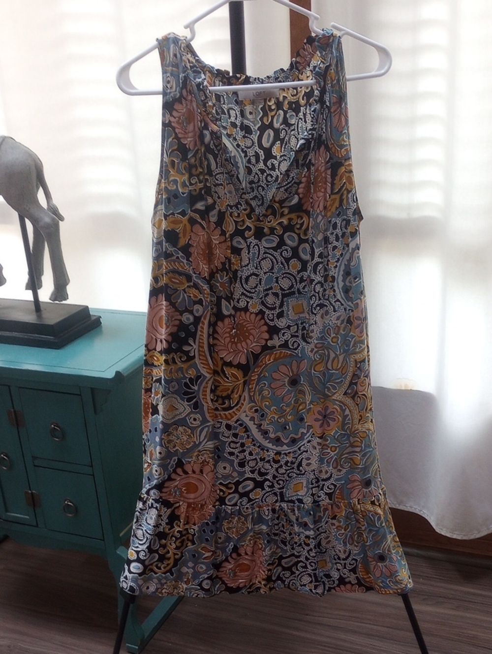 LOFT Paisley Floral V-Neck Dress - Black, Blue, Pink, Mustard